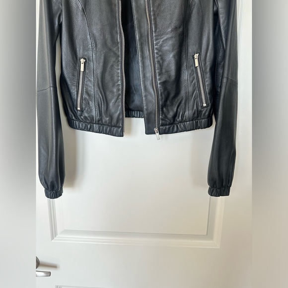 BCBG MAXAZRIA 100% Leather Motorcycle Jacket with silver zippers - Picture 10 of 10